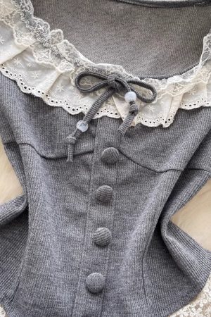 New Style Trends - Coquette Long Sleeve Grey Outfit - Outfit Ideas