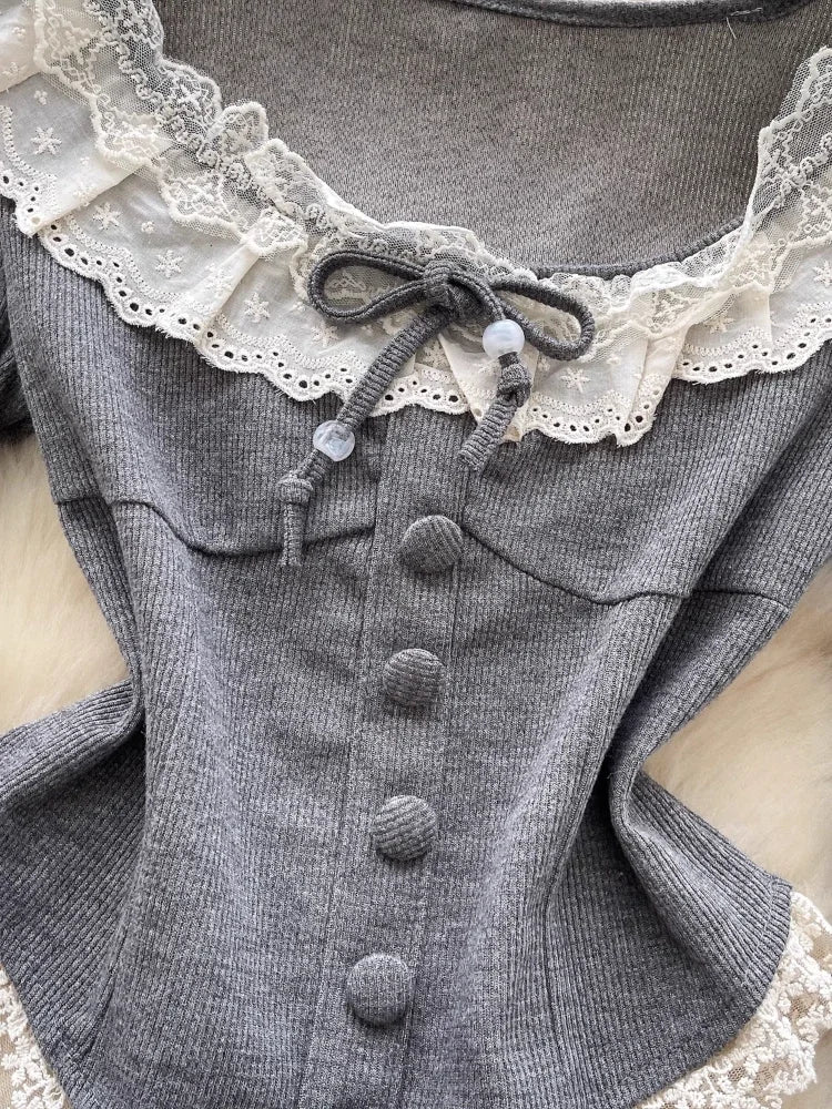 New Style Trends - Coquette Long Sleeve Grey Outfit - Outfit Ideas New Style Trends - Coquette Long Sleeve Grey Outfit - Outfit Ideas