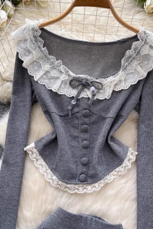 New Style Trends - Coquette Long Sleeve Grey Outfit - Outfit Ideas