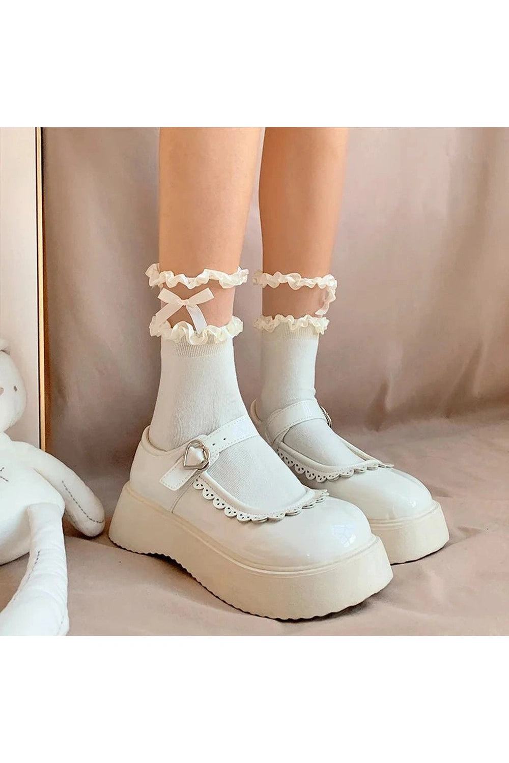 New Style Trends - Coquette Low Tube Lace Dots Socks - Outfit Ideas