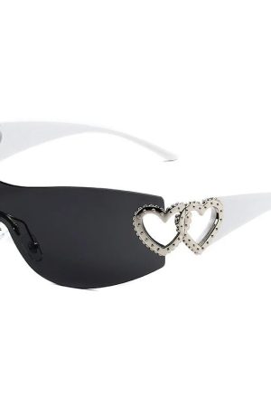 New Style Trends - Coquette Luxe Heart Shield Sunglasses - Outfit Ideas