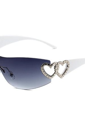 New Style Trends - Coquette Luxe Heart Shield Sunglasses - Outfit Ideas