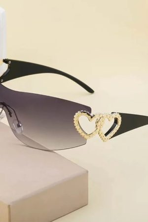 New Style Trends - Coquette Luxe Heart Shield Sunglasses - Outfit Ideas