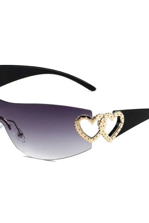 New Style Trends - Coquette Luxe Heart Shield Sunglasses - Outfit Ideas