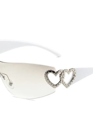 New Style Trends - Coquette Luxe Heart Shield Sunglasses - Outfit Ideas