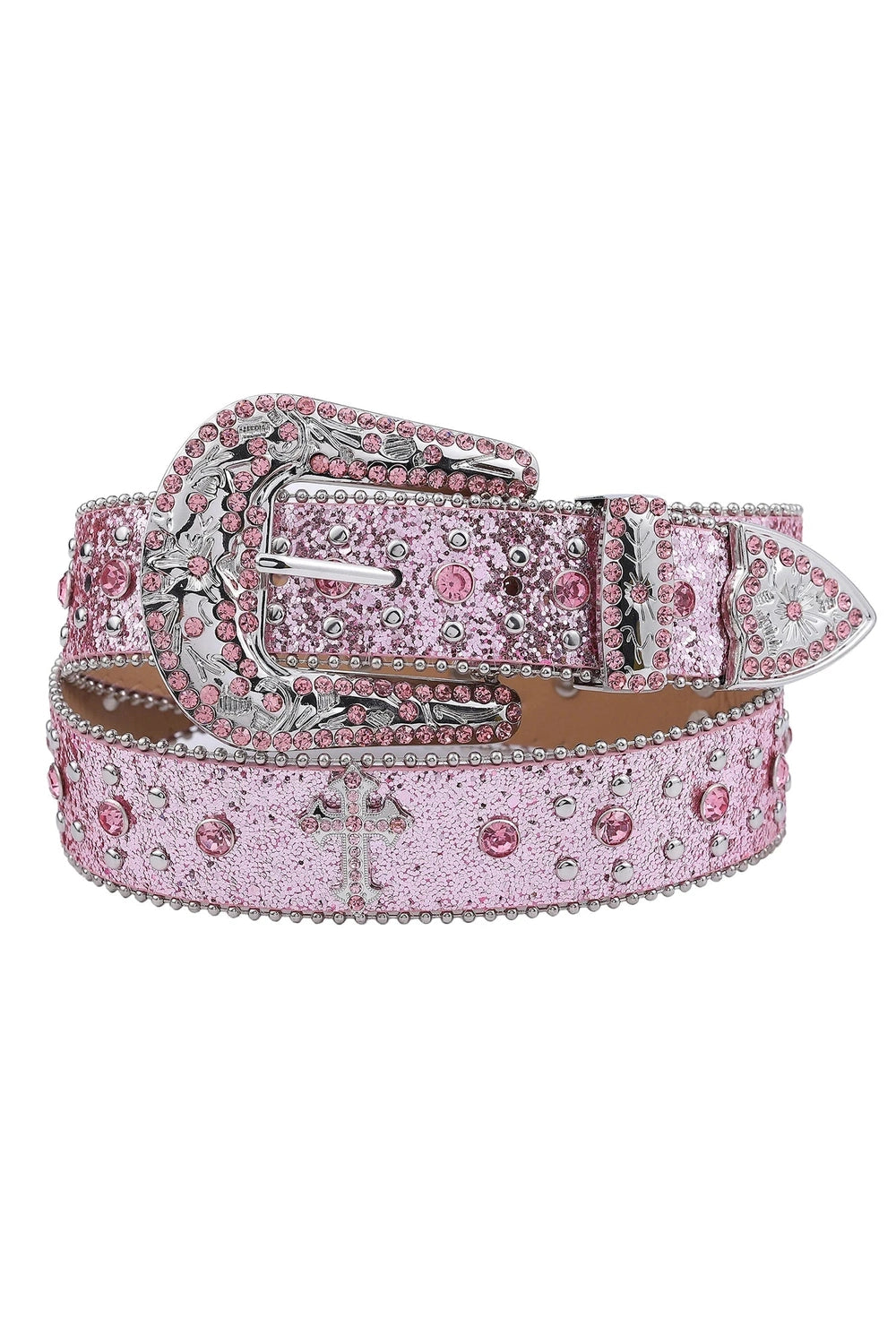 New Style Trends - Coquette Pink Cross-Rivet Rhinestone Belt - Outfit Ideas