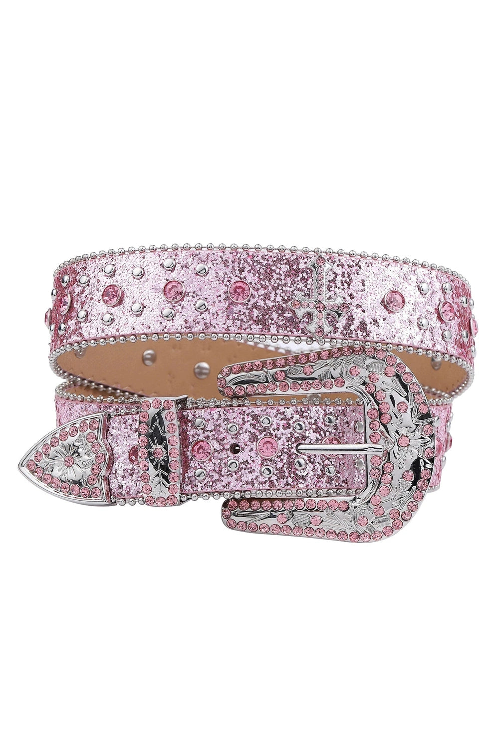 New Style Trends - Coquette Pink Cross-Rivet Rhinestone Belt - Outfit Ideas