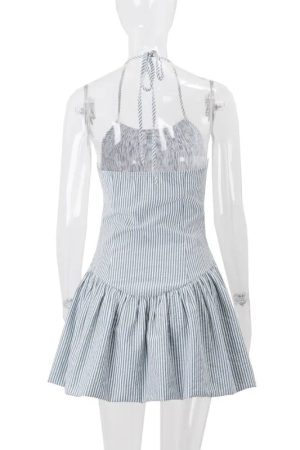 New Style Trends - Coquette Pinstripe Pep Halter Dress - Outfit Ideas