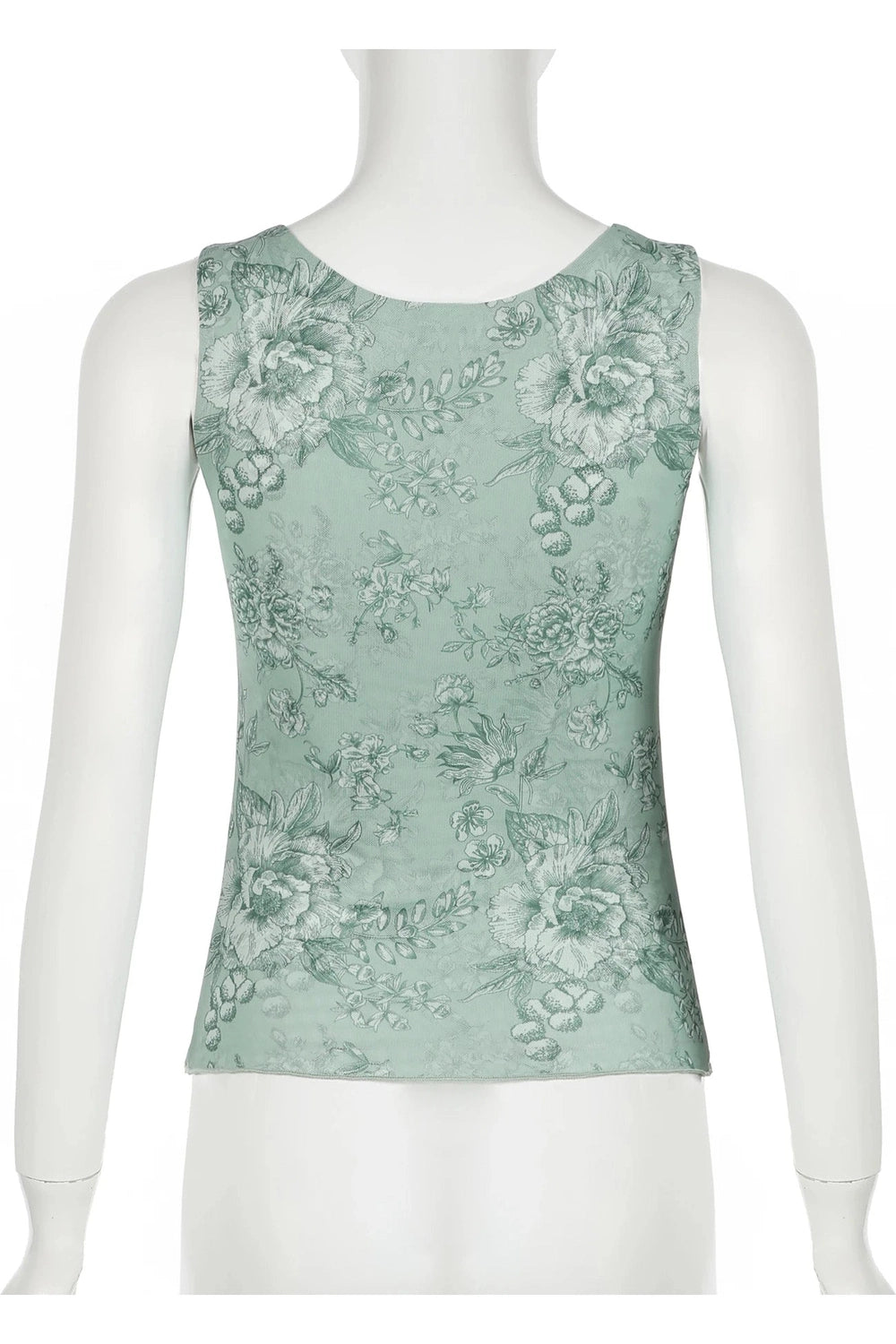 New Style Trends - Coquette Sage Green Floral V-Neck Top - Outfit Ideas