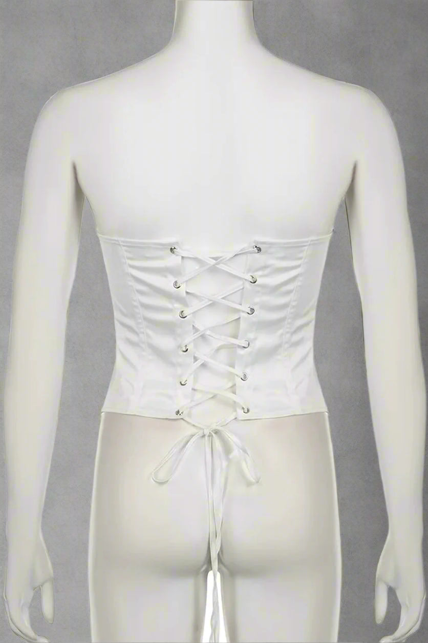 New Style Trends - Coquette Satin Lace-Up Bustier Top - Outfit Ideas