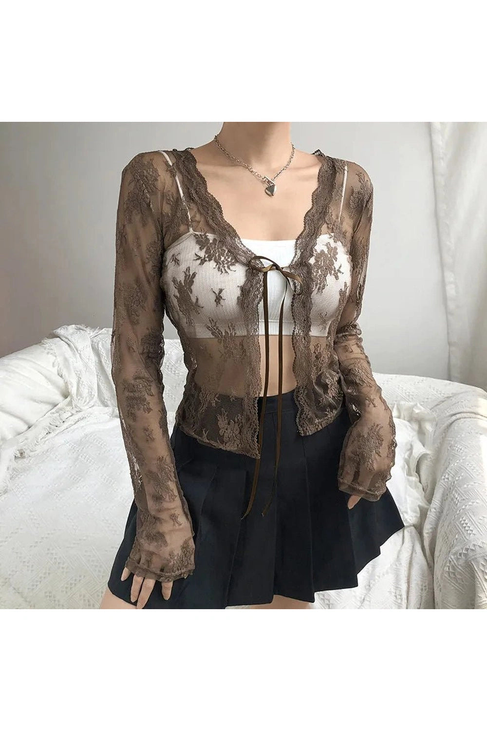 New Style Trends - Coquette See-Through Lace Floral Cardigan - Outfit Ideas