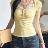 New Style Trends - Coquette Sunny Lace-Trimmed Ruched Top - Outfit Ideas