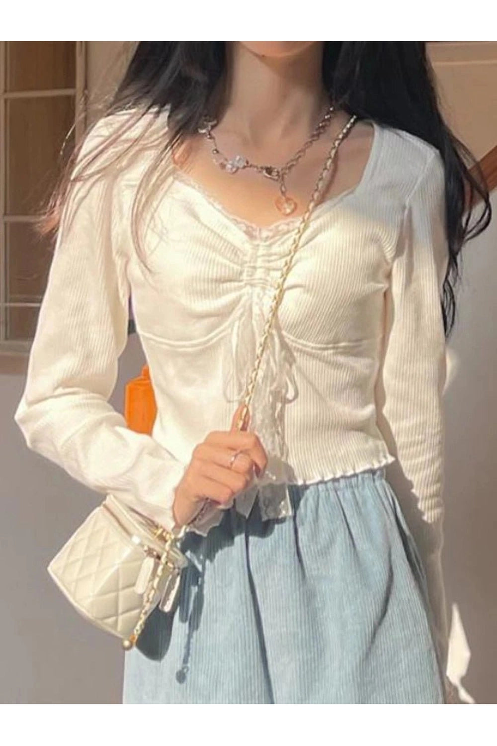 New Style Trends - Coquette Sweet Lace Square Top - Outfit Ideas