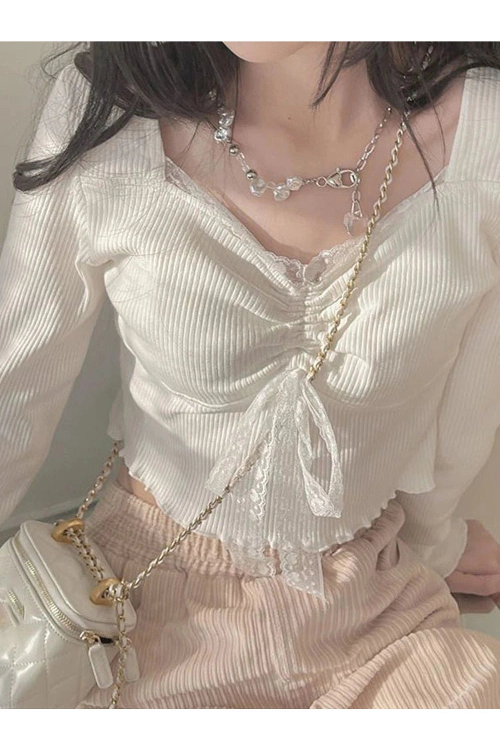 New Style Trends - Coquette Sweet Lace Square Top - Outfit Ideas