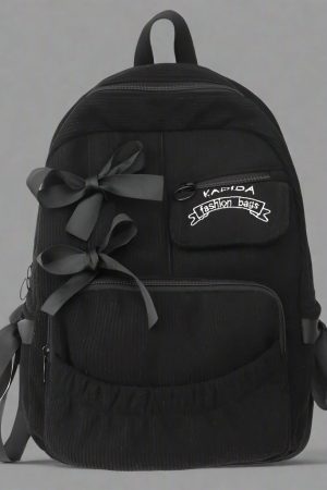 New Style Trends - Corduroy Bow Charm Cute Backpack - Outfit Ideas