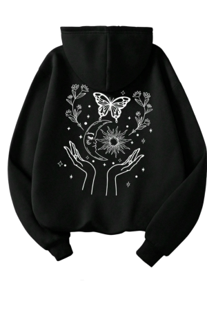 New Style Trends - Cosmic Bloom Butterfly Edgy Hoodie - Outfit Ideas