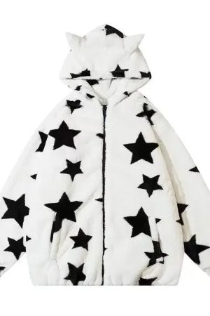 New Style Trends - Cosmic Cow Ears Zip Y2k Jacket - Outfit Ideas