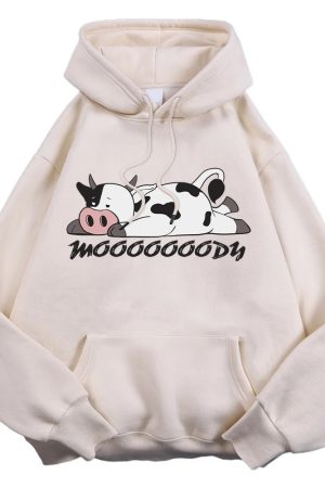 New Style Trends - Cow Lounge Aesthetic Hoodie - Outfit Ideas