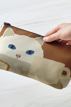 New Style Trends - Cozy Cat Art Aesthetic Makeup Bag - Outfit Ideas