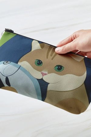 New Style Trends - Cozy Cat Art Aesthetic Makeup Bag - Outfit Ideas