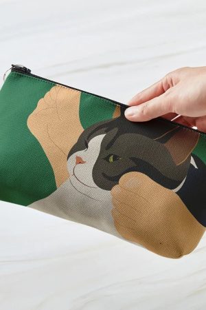 New Style Trends - Cozy Cat Art Aesthetic Makeup Bag - Outfit Ideas