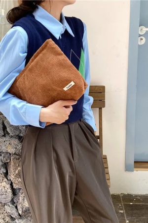 New Style Trends - Cozy Ribbed Zipper Aesthetic Bag - Outfit Ideas