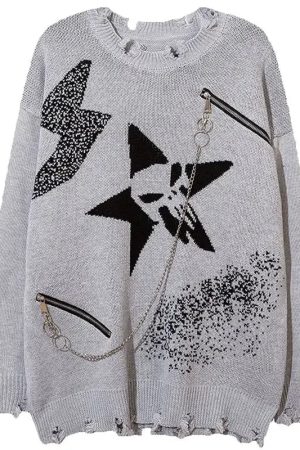 New Style Trends - Crimson Chaos Chain Alt Edgy Sweater - Outfit Ideas