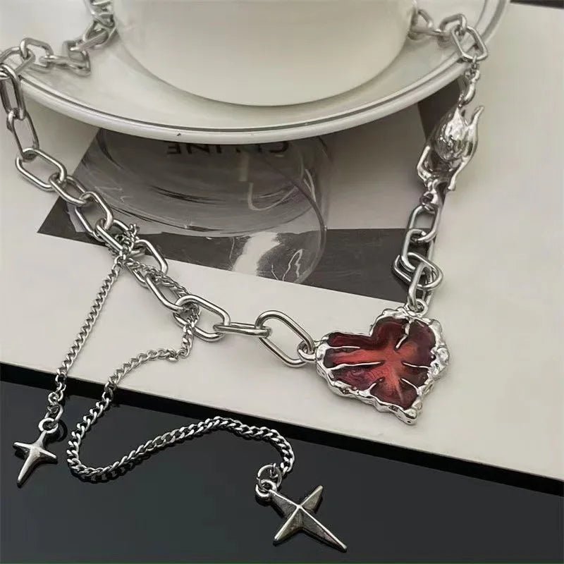 New Style Trends - Crimson Shattered Alt Goth Heart Necklace - Outfit Ideas New Style Trends - Crimson Shattered Alt Goth Heart Necklace - Outfit Ideas