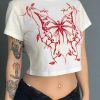 New Style Trends - Crimson Thorn Butterfly Edgy Crop Top - Outfit Ideas