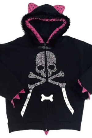 New Style Trends - Crystal Skull Punk Emo Hoodie - Outfit Ideas