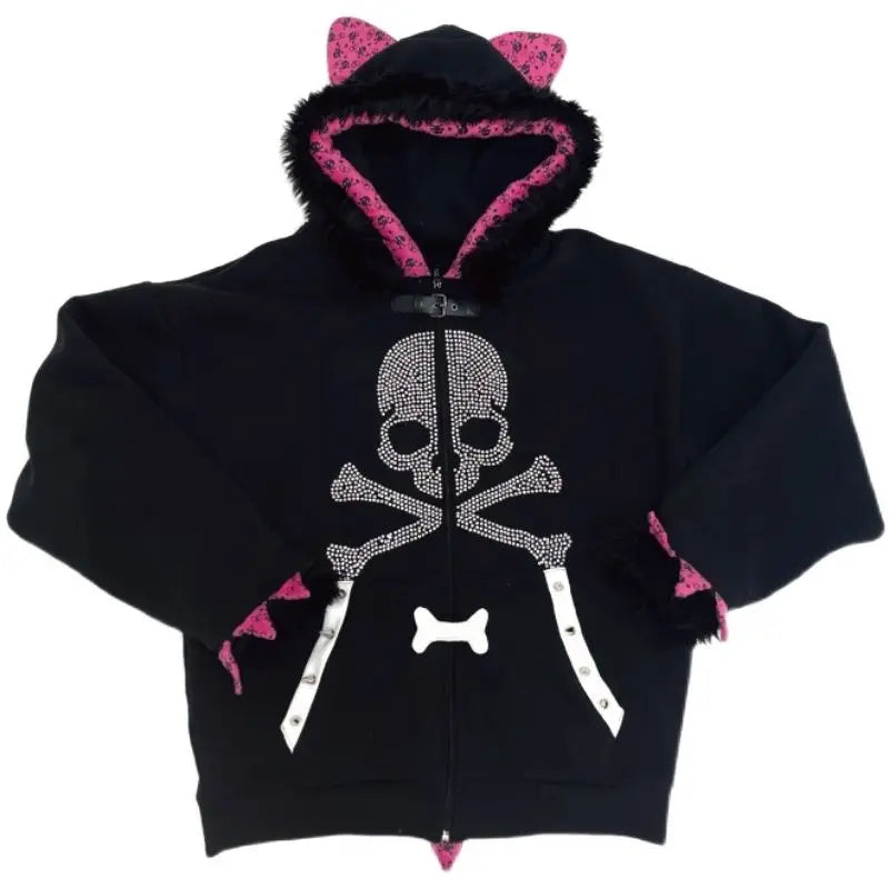 New Style Trends - Crystal Skull Punk Emo Hoodie - Outfit Ideas