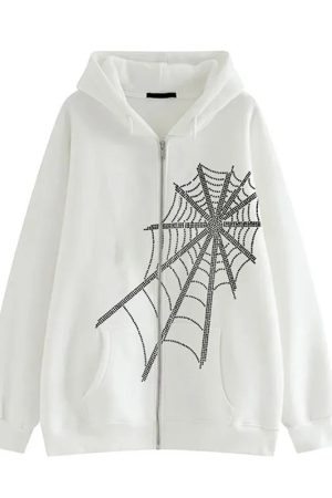 New Style Trends - Crystal Web Zip Hoodie - Outfit Ideas