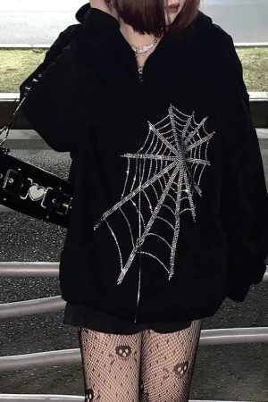 New Style Trends - Crystal Web Zip Hoodie - Outfit Ideas