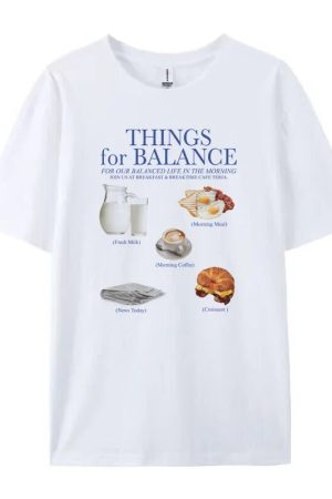 New Style Trends - Cute Breakfast Routine Oversized Aesthetic T-Shirt - Outfit Ideas