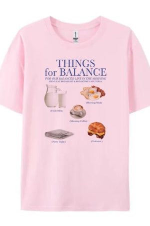 New Style Trends - Cute Breakfast Routine Oversized Aesthetic T-Shirt - Outfit Ideas