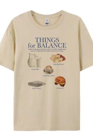 New Style Trends - Cute Breakfast Routine Oversized Aesthetic T-Shirt - Outfit Ideas