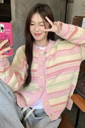 New Style Trends - Cute Pastel Dream Striped Cardigan - Outfit Ideas
