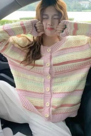 New Style Trends - Cute Pastel Dream Striped Cardigan - Outfit Ideas