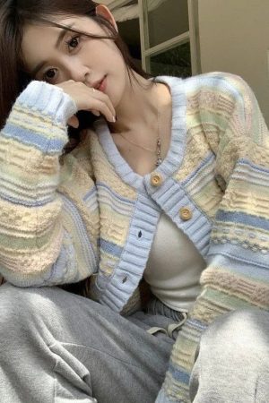 New Style Trends - Cute Pastel Dream Striped Cardigan - Outfit Ideas