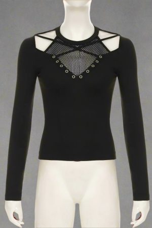 New Style Trends - Cyber Web Grommet Aesthetic Top - Outfit Ideas