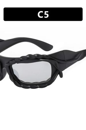 New Style Trends - Cyber Y2k Chains Futuristic Sunglasses - Outfit Ideas