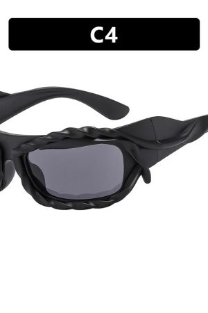 New Style Trends - Cyber Y2k Chains Futuristic Sunglasses - Outfit Ideas