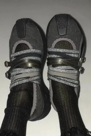 New Style Trends - Cyber Y2k Noir Reflective Sneakers - Outfit Ideas