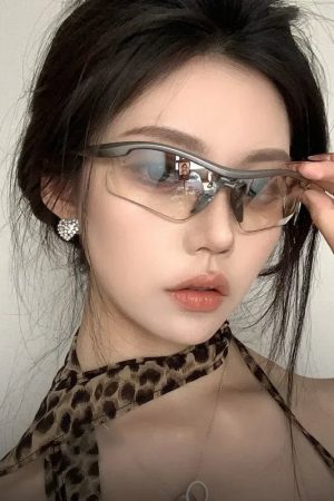 New Style Trends - Cyber Y2k Sleek Shield Sunglasses - Outfit Ideas