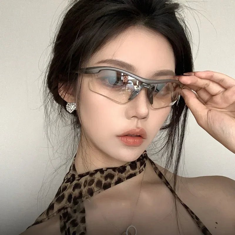 New Style Trends - Cyber Y2k Sleek Shield Sunglasses - Outfit Ideas