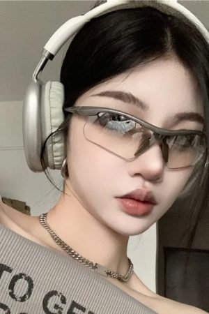 New Style Trends - Cyber Y2k Sleek Shield Sunglasses - Outfit Ideas