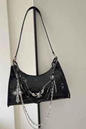 New Style Trends - Dark Angel Chain Y2k Shoulder Bag - Outfit Ideas