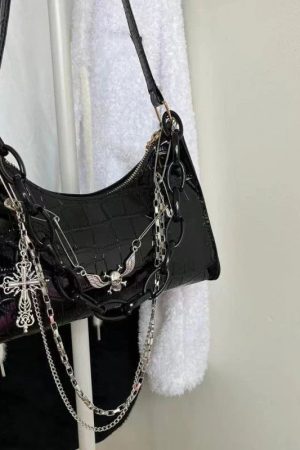 New Style Trends - Dark Angel Chain Y2k Shoulder Bag - Outfit Ideas