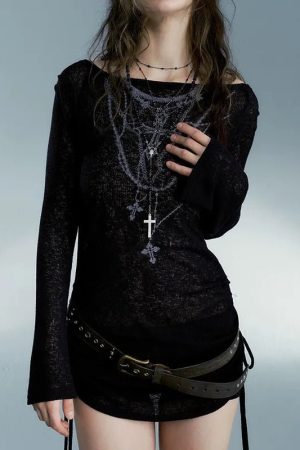New Style Trends - Dark Crucifix Alt Long Sleeve Top - Outfit Ideas