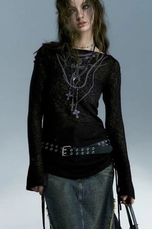 New Style Trends - Dark Crucifix Alt Long Sleeve Top - Outfit Ideas
